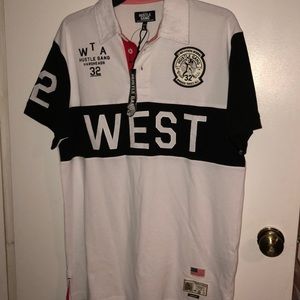 Hustle Gang graphic polo/ rugby shirt. Lg NWT